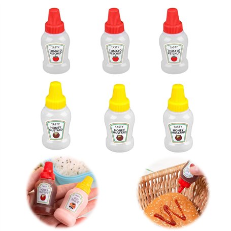 Mini Bouteille Sauce Ltsbaed 6 Pièces Plastique Squeeze Bouteille à Condiments Réutilisable Flacons Souples en Plastique Portabl