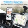 Support Voiture Telephone Double, woleyi Ventouse Support Tablette & Telephone pour Pare-Brise/Tablette de Bord avec Flexible de