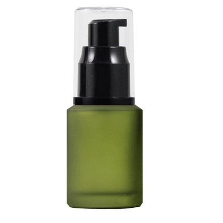 1 flacon vide rechargeable en verre dépoli vert de 60 ml avec pompe
