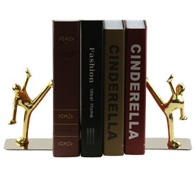 Serre-livres en acier inoxydable brillant pour bureau