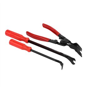 Nikou Pince de retrait de garniture de porte - 3 pièces Rivets Clips Pinces Fixation Remover Extracteur Pry Bar Tool Kit avec po