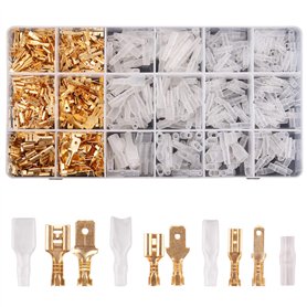 Kinstecks ​​600PCS 2.8mm 4.8mm 6.3mm Fil Connecteur Spade Mâle et Femelle Rapide Fil Splice Bornier à sertir avec Kit de manchon