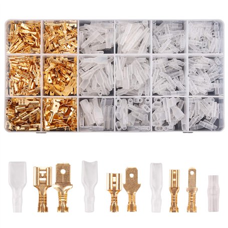 Kinstecks ​​600PCS 2.8mm 4.8mm 6.3mm Fil Connecteur Spade Mâle et Femelle Rapide Fil Splice Bornier à sertir avec Kit de manchon