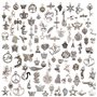 ZARRS 100 Pièces Breloques Argentées Mixte Charms Pendentifs
