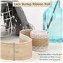 25 Pièces À La Main En Toile De Jute Naturelle Rose Fleurs Pour L'artisanat, Jute Ficelle De Jute Fleurs Et Perles Bow Décoratio