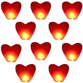 VAIIEYO Lot de 10 Lanternes Chinoises Volantes en Forme de Cœur Rouge