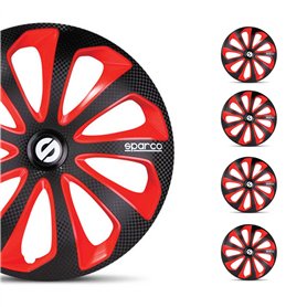 Sparco Enjoliveurs Sicilia - 15-pouces - Noir/Rouge/Carbone - Set de 4 pièces