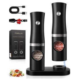 FORLIM Ensemble de moulin à poivre électrique avec base Rechargeable USB