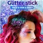 Baorder 2Pcs arc-en-ciel et or corps paillettes bâton, visage cheveux maquillage de Noël, sirène scintillante paillettes cheveux