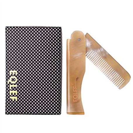 Peigne en Corne Yak Pliable Elegant Pochette Yack Corne Peigne Peigne de Poche Peigne Pliant Peigne Barbe pour Homme Femme Droit