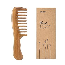 EQLEF Peigne en Bois Peigne Grosse Dent Large