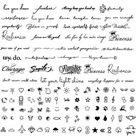 7 Feuilles Tatouages Temporaires Tatouages Semi-Permanents Citation en Lettre Tatouage Imperméable Durée de 1-2 Semaines pour Fe