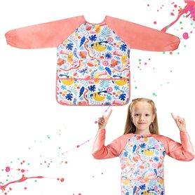 BETESSIN Tablier Peinture Enfant Blouse Manches Longues Imperméable avec 3 Poches pour l'École Activités Peinture Cuisine Nourri