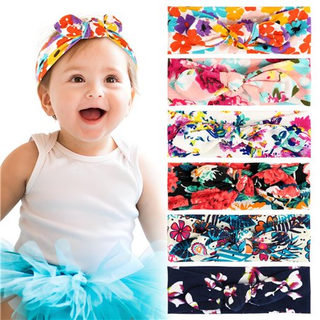 6pcs Bandeaux Large Cheveux Fille Serre Tête Headband Élastique Forme Fleur Imprimé Bandeau de Course Yoga Sport Accessoires de