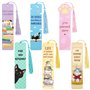 BETESSIN Lot de 6 Marque-pages Chats en Papier avec Pompon Bookmarks Marqueur Livre 14x4
