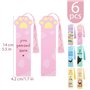 BETESSIN Lot de 6 Marque-pages Chats en Papier avec Pompon Bookmarks Marqueur Livre 14x4,2cm Cadeau pour Enfants Enseignants Étu