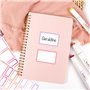 BETESSIN 130Pcs Étiquettes Autocollantes Scolaires Prénom en Rose pour Livres Crayons Stylos Marqueurs Fournitures Scolaires
