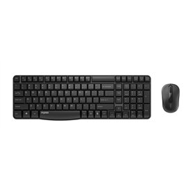 Rapoo X1800S Clavier Souris sans Fil Kit Wireless Deskset 1000 DPI Capteur 12 Mois Autonomie de la Batterie Ergonomique pour Gau