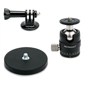 PROfezzion Support de Magnétique Puissant avec Mini Rotule à Rotation 360° pour Gopro Hero 13/12/11/10/9/8/7/6