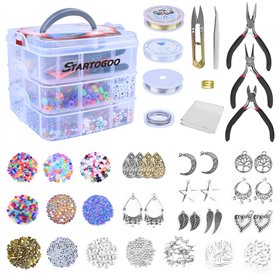 STARTOGOO Kit de fabrication de bijoux 1500 Pièces rangement accessoire