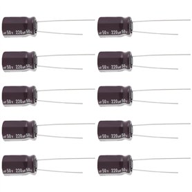 The Lord of the Tools 10pcs 220UF 50V Condensateur Radial UPW1H221MPD 16x10mm pour Audio Ordinateur Carte Mère