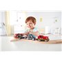 Jouet Hape Petit Train de Transport de Voiture de Course pour Circuit Train Bois - Jeu pour Enfant dès 3 Ans - Compatible avec L