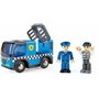 Jouet Hape Voiture de Police pour Circuit Train en Bois, Enfant 3 Ans et Plus - Jeu Éducatif Électrique avec Figurine et Sirène 