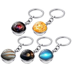 NUOBESTY 5 Pièces Porte-clés Créatif Planète Pendentif Porte-clés Gemme Temps Suspendu Porte-clés Décoration Clé Sac Pendentif O