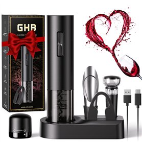 GHB Tire-Bouchon Electrique Rechargeable Ouvre Bouteille Electrique avec Socle