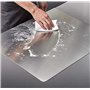 Planche à découper en acier inoxydable avec rebord - 80 x 50 cm - Protection de plan de travail XL - avec rouleau à pâtisserie