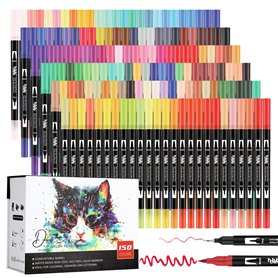 hhhouu Lot de 150 marqueurs pinceaux à double pointe pour adultes Professionnels livres de coloriage