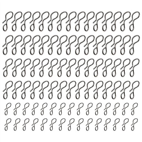 Be In Your Mind 90pcs Pêche à Mouche Snaps en Acier Inoxydable Pas de Nœud Changement Rapide Crochet à Mouche Leurre Snaps Liens