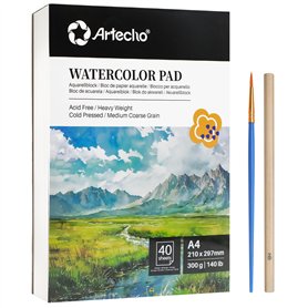 Artecho Bloc de 40 feuilles de papier aquarelle A4