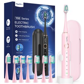 Brosse À Dent Électrique Soniques pour Dents Sensibles - Brosse A Dent Sonique Adultes Enfants avec 8 Têtes et Étui de Voyage, 5 Brosse À Dent Électrique Soniques pour Dents Sensibles - Brosse A Dent Sonique Adultes Enfants avec 8 Têtes et Étui de Voyage