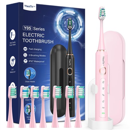 Brosse À Dent Électrique Soniques pour Dents Sensibles - Brosse A Dent Sonique Adultes Enfants avec 8 Têtes et Étui de Voyage