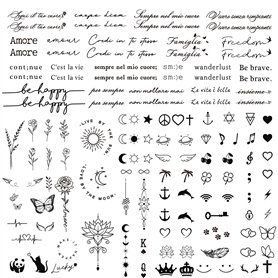 3 Feuilles Tatouage Temporaire Italien Autocollant Tatouage Ephémère Etanche pour Garçon Fille