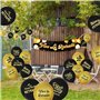 24Pcs Ballon Thème Retraite Noir Or en Latex pour Femme Homme Décoration Cadeau Fête avec Ruban