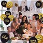 24Pcs Ballon Thème Retraite Noir Or en Latex pour Femme Homme Décoration Cadeau Fête avec Ruban