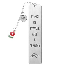 Cadeau Maîtresse d’École Marque Page avec Boîte “Merci de m'avoir aidé à grandir” Signet pour Remerciement Enseignant Fin d'anné