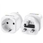 LENCENT 2X Adaptateur Prise Anglaise UK Angleterre France Adaptateur de Voyage Europe Francaise FR 2 Broches vers GB 3 Broches p