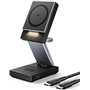 Station de charge 5-7.5-15W Qi Stand 3 zones pliable Smartphone + Truewireless + Apple Watch + Câble de charge USB C/C Noire Ini
