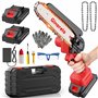 Mini Tronconneuse a Batterie Tronçonneuse - 800W Coupe Branche Électrique Scie Sans Fil petite Elageuse Chainsaw 6 Pouces avec 2