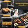 YASHE Grille-Panini Électrique 2000W – Appareil à Croque-Monsieur 4 Tranches – Grill Électrique à Ouverture 180° – Température R