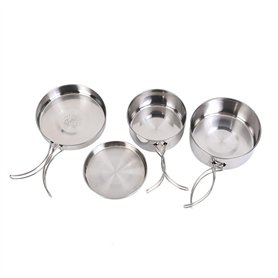 Wuudi Vaisselle de Camping 4 Pièces Batterie de Cuisine Portable