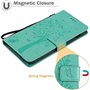 LINER Coque pour Oppo A54s / Oppo A16 / Oppo A16s Etui Portefeuille, Joli Rétro Feuilles et Chat Embossée Premium PU Cuir Housse