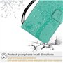 LINER Coque pour Oppo A54s / Oppo A16 / Oppo A16s Etui Portefeuille, Joli Rétro Feuilles et Chat Embossée Premium PU Cuir Housse