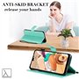 LINER Coque pour Oppo A54s / Oppo A16 / Oppo A16s Etui Portefeuille, Joli Rétro Feuilles et Chat Embossée Premium PU Cuir Housse