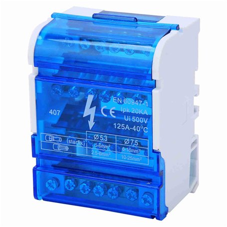 407 Bornier Distribution Box Din Rail 4 Niveaux Monophasé pour L'électrotechnique