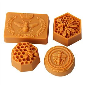 JS MOLD Lot de 4 moules en silicone en forme de nid d'abeille - Moule à bougie 3D - Moule en silicone pour la fabrication de bou