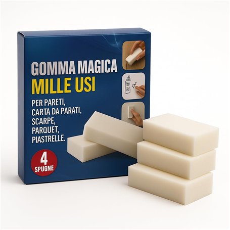 Lot de 4 éponges magiques multi-usages – caoutchouc magique pour murs